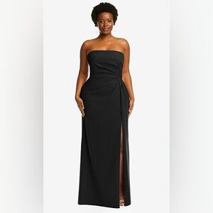 After Six Strapless Wrap Trumpet Gown With Front Slit, Crepe, Black, Sz18